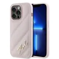 Калъф за iPhone 14 Pro Max - Karl Lagerfeld Diagonal Quilted Script (KLHCP14XPQQDSMGP) - Розов