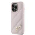 Калъф за iPhone 14 Pro Max - Karl Lagerfeld Diagonal Quilted Script (KLHCP14XPQQDSMGP) - Розов