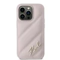 Калъф за iPhone 14 Pro Max - Karl Lagerfeld Diagonal Quilted Script (KLHCP14XPQQDSMGP) - Розов