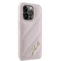 Калъф за iPhone 14 Pro Max - Karl Lagerfeld Diagonal Quilted Script (KLHCP14XPQQDSMGP) - Розов