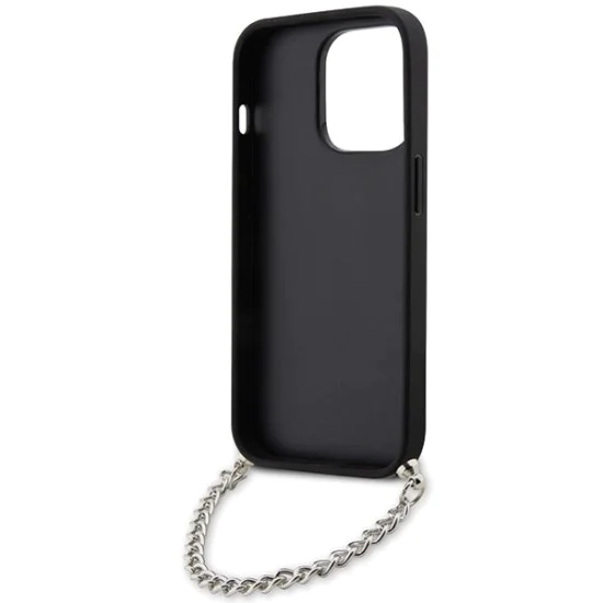 Калъф за iPhone 14 Pro Max - Karl Lagerfeld Saffiano Monogram Chain (KLHCP14XSACKLHPG) - сребрист