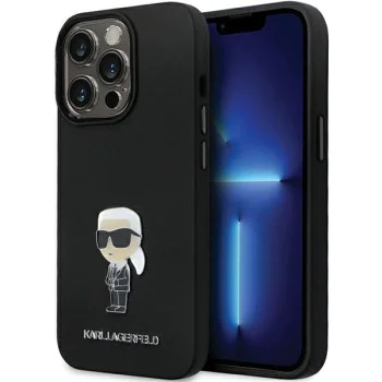 Калъф за iPhone 14 Pro Max - Karl Lagerfeld Silicone (KLHCP14XSMHKHKNPK) - Ikonik Metal Pin