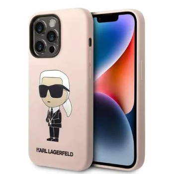 Калъф за iPhone 14 Pro Max - Karl Lagerfeld Silicone (KLHCP14XSNIKKBCP) - Pink Ikonik