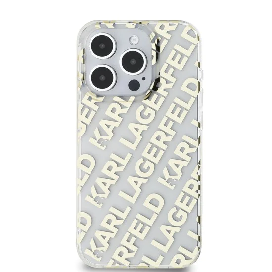 Калъф за iPhone 15 Pro - Karl Lagerfeld IML Luxury (KLHCCHCP15LHKKFOEMD) - Gold Fullover Logo