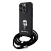 Калъф за iPhone 15 Pro - Karl Lagerfeld Saffiano Crossbody (KLHCP15LSASKKNPSK) - монограм метален щифт Karl