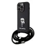 Калъф за iPhone 15 Pro - Karl Lagerfeld Saffiano Crossbody (KLHCP15LSASKKNPSK) - монограм метален щифт Karl