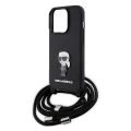 Калъф за iPhone 15 Pro - Karl Lagerfeld Saffiano Crossbody (KLHCP15LSASKKNPSK) - монограм метален щифт Karl