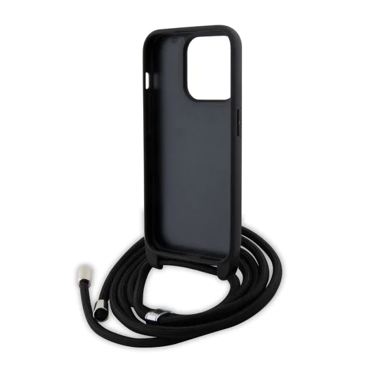 Калъф за iPhone 15 Pro - Karl Lagerfeld Saffiano Crossbody (KLHCP15LSASKKNPSK) - монограм метален щифт Karl