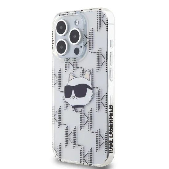 Калъф за iPhone 15 Pro - Karl Lagerfeld IML Luxury (KLHCCHCP15LHKLKLPCHT) - Clear Choupette Head&Monogram