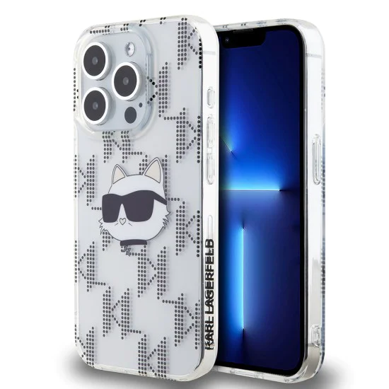Калъф за iPhone 15 Pro - Karl Lagerfeld IML Luxury (KLHCCHCP15LHKLKLPCHT) - Clear Choupette Head&Monogram