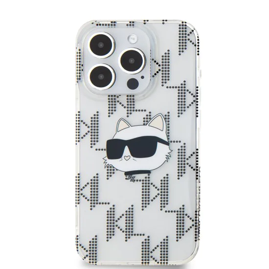 Калъф за iPhone 15 Pro - Karl Lagerfeld IML Luxury (KLHCCHCP15LHKLKLPCHT) - Clear Choupette Head&Monogram