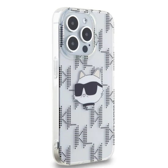 Калъф за iPhone 15 Pro - Karl Lagerfeld IML Luxury (KLHCCHCP15LHKLKLPCHT) - Clear Choupette Head&Monogram