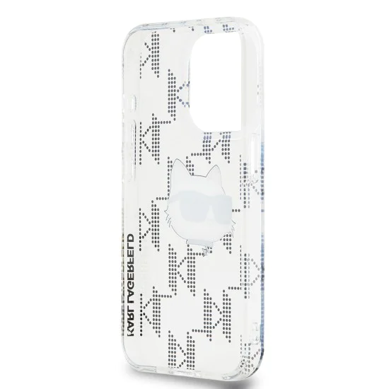 Калъф за iPhone 15 Pro - Karl Lagerfeld IML Luxury (KLHCCHCP15LHKLKLPCHT) - Clear Choupette Head&Monogram
