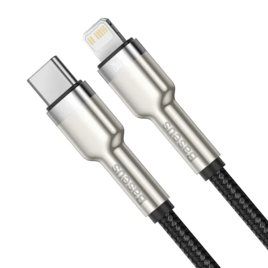 Кабел за данни Type-C към Lightning 20W, 2m - Baseus Cafule Series (CATLJK-B01) - черен