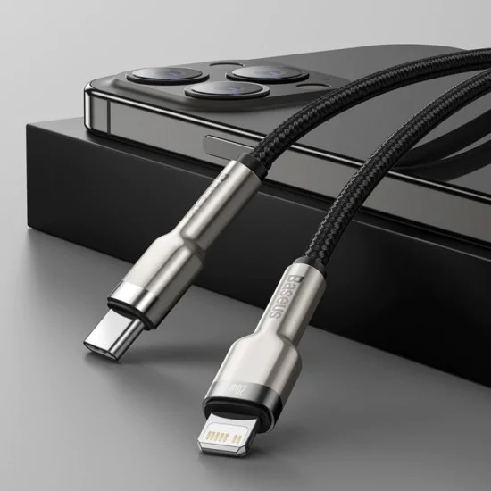 Кабел за данни Type-C към Lightning 20W, 2m - Baseus Cafule Series (CATLJK-B01) - черен