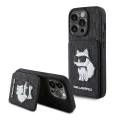 Калъф за iPhone 15 Pro - Karl Lagerfeld Saffiano Cardslots and Stand (KLHCP15LSAKCNSCK) - Monogram Choupette