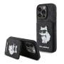Калъф за iPhone 15 Pro - Karl Lagerfeld Saffiano Cardslots and Stand (KLHCP15LSAKCNSCK) - Monogram Choupette