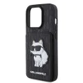 Калъф за iPhone 15 Pro - Karl Lagerfeld Saffiano Cardslots and Stand (KLHCP15LSAKCNSCK) - Monogram Choupette