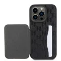 Калъф за iPhone 15 Pro - Karl Lagerfeld Saffiano Cardslots and Stand (KLHCP15LSAKCNSCK) - Monogram Choupette