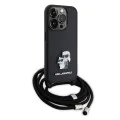 Калъф за iPhone 15 Pro - Karl Lagerfeld Saffiano Crossbody (KLHCP15LSAKCPSK) - Metal Pin Karl&Choupette