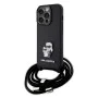 Калъф за iPhone 15 Pro - Karl Lagerfeld Saffiano Crossbody (KLHCP15LSAKCPSK) - Metal Pin Karl&Choupette