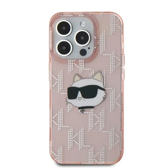 Калъф за iPhone 15 Pro - Karl Lagerfeld IML Luxury (KLHCCHCP15LHKLKLPCHP) - Pink Choupette Head&Monogram