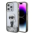 Калъф за iPhone 15 Pro - Karl Lagerfeld Hardcase Liquid Glitter (KLHCP15LLLLKKKKNSK) - Прозрачен Ikonik