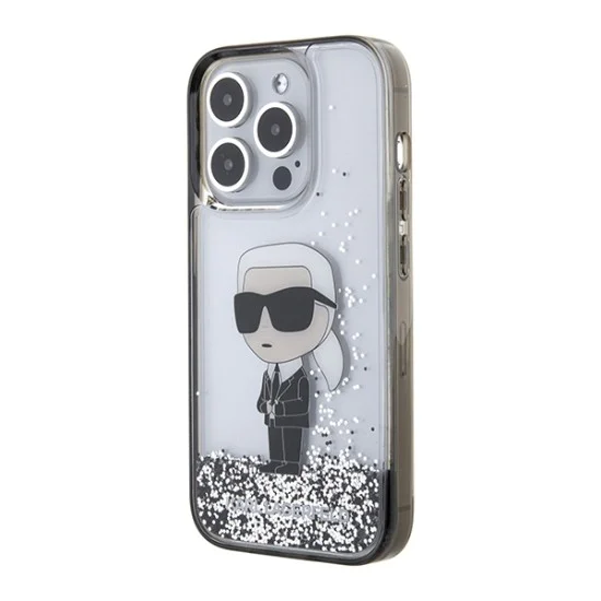 Калъф за iPhone 15 Pro - Karl Lagerfeld Hardcase Liquid Glitter (KLHCP15LLLLKKKKNSK) - Прозрачен Ikonik