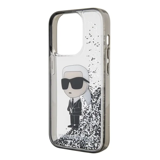 Калъф за iPhone 15 Pro - Karl Lagerfeld Hardcase Liquid Glitter (KLHCP15LLLLKKKKNSK) - Прозрачен Ikonik