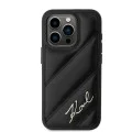 Калъф за iPhone 15 Pro - Karl Lagerfeld Diagonal Quilted Script (KLHCP15LPQQDSMGK) - Черен
