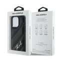 Калъф за iPhone 15 Pro - Karl Lagerfeld Diagonal Quilted Script (KLHCP15LPQQDSMGK) - Черен