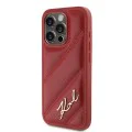 Калъф за iPhone 15 Pro - Karl Lagerfeld Diagonal Quilted Script (KLHCP15LPQQDSMGR) - Червен