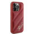 Калъф за iPhone 15 Pro - Karl Lagerfeld Diagonal Quilted Script (KLHCP15LPQQDSMGR) - Червен