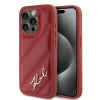 Калъф за iPhone 15 Pro - Karl Lagerfeld Diagonal Quilted Script (KLHCP15LPQQDSMGR) - Червен