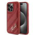 Калъф за iPhone 15 Pro - Karl Lagerfeld Diagonal Quilted Script (KLHCP15LPQQDSMGR) - Червен