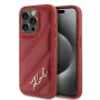 Калъф за iPhone 15 Pro - Karl Lagerfeld Diagonal Quilted Script (KLHCP15LPQQDSMGR) - Червен