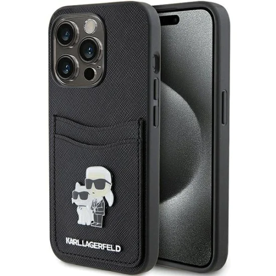 Калъф за iPhone 15 Pro - Karl Lagerfeld Saffiano Cardslot (KLHCP15LSAPKCNPK) - Karl&Choupette