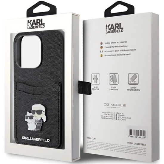 Калъф за iPhone 15 Pro - Karl Lagerfeld Saffiano Cardslot (KLHCP15LSAPKCNPK) - Karl&Choupette