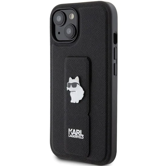 Калъф за iPhone 15 Plus - Karl Lagerfeld Saffiano Gripstand (KLHCP15MGSACHPK) - Choupette Pins