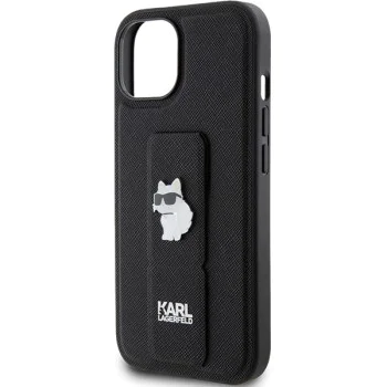 Калъф за iPhone 15 Plus - Karl Lagerfeld Saffiano Gripstand (KLHCP15MGSACHPK) - Choupette Pins