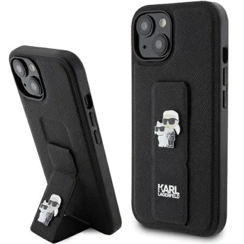 Калъф за iPhone 15 Plus - Karl Lagerfeld Saffiano Gripstand (KLHCP15MGSAKCPK) - Karl&Choupette Pins