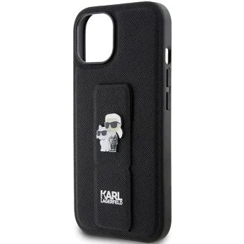 Калъф за iPhone 15 Plus - Karl Lagerfeld Saffiano Gripstand (KLHCP15MGSAKCPK) - Karl&Choupette Pins