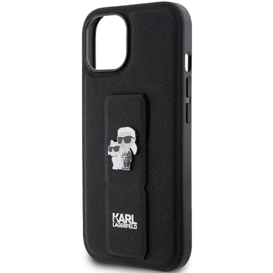 Калъф за iPhone 15 Plus - Karl Lagerfeld Saffiano Gripstand (KLHCP15MGSAKCPK) - Karl&Choupette Pins
