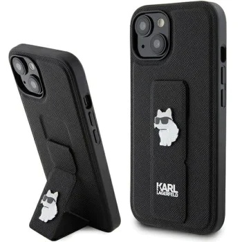 Калъф за iPhone 15 - Karl Lagerfeld Saffiano Gripstand (KLHCP15SGSACHPK) - Choupette