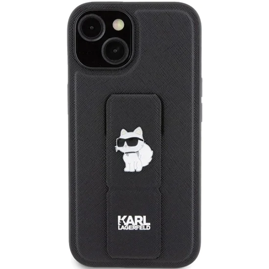 Калъф за iPhone 15 - Karl Lagerfeld Saffiano Gripstand (KLHCP15SGSACHPK) - Choupette