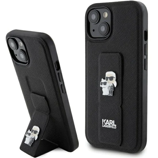 Калъф за iPhone 15 - Karl Lagerfeld Saffiano Gripstand (KLHCP15SGSAKCPK) - Karl&Choupette