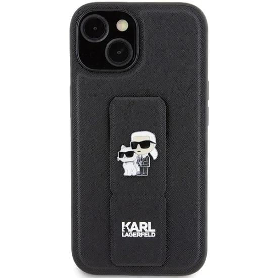 Калъф за iPhone 15 - Karl Lagerfeld Saffiano Gripstand (KLHCP15SGSAKCPK) - Karl&Choupette