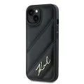 Калъф за iPhone 15 - Karl Lagerfeld Diagonal Quilted Script (KLHCP15SPQQDSMGK) - Черен