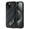 Калъф за iPhone 15 - Karl Lagerfeld Diagonal Quilted Script (KLHCP15SPQQDSMGK) - Черен