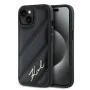 Калъф за iPhone 15 - Karl Lagerfeld Diagonal Quilted Script (KLHCP15SPQQDSMGK) - Черен